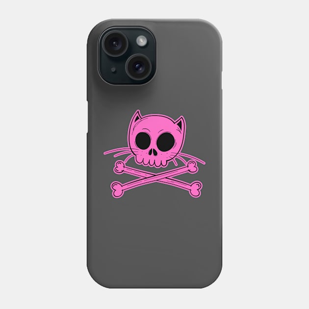 Pirate Cat Pink Phone Case by Spatski