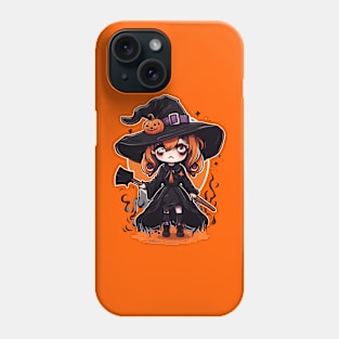 Witchcraft horror anime characters Chibi style +Halloween costume Phone Case