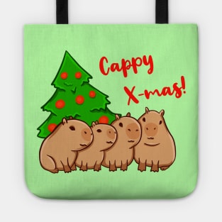 Capybaras with a christmas tree Tote