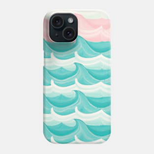 Ocean Waves Pattern Blue and Pink Pastel Colors Phone Case