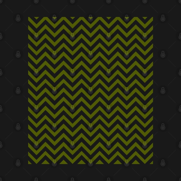 Black and Olive Green Chevron Zig Zag by OneThreeSix