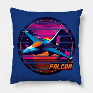 Neon Retro F-16 Falcon Pillow