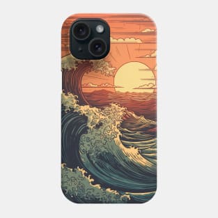 Ocean Waves Beach Theme Sunrise Orange Hue Phone Case