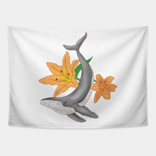 Whale and Lily Flower Tapestry