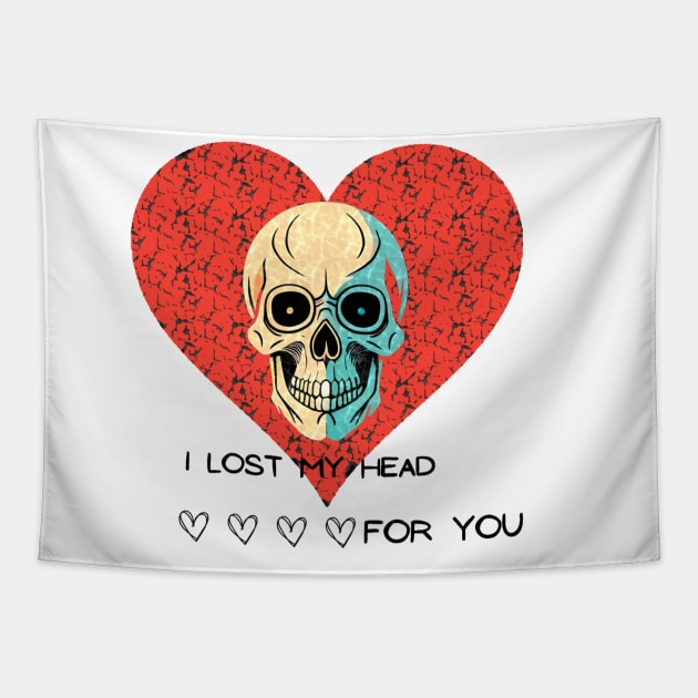 Skull in heart Tapestry by sweetvision