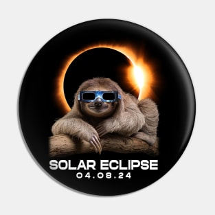 Solar Siesta: Sloth Enjoying the Eclipse Spectacle T-Shirt Design Pin