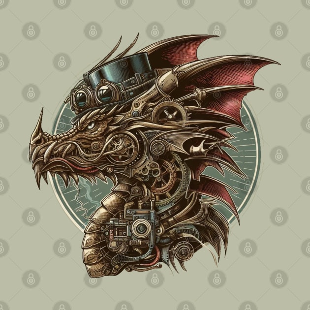 Winged Steampunk Fantasy Dragon by Organicgal Graphics