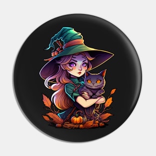 Witch and her Cat Pin