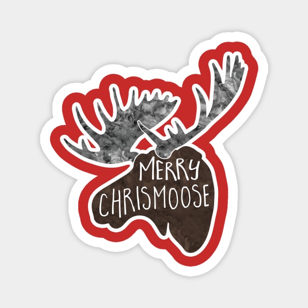 Merry Chrismoose - funny pun design Magnet by HiTechMomDotCom