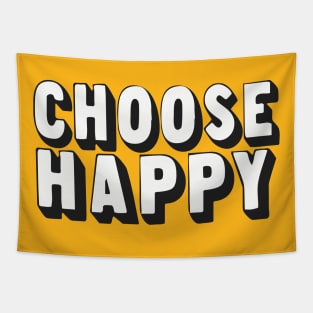 Choose Happy! Retro Typography Design Tapestry