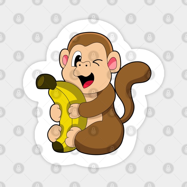 Funny Monkey with Banana Magnet by Markus Schnabel