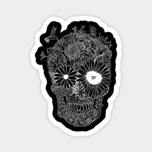 White lines flower skull Magnet