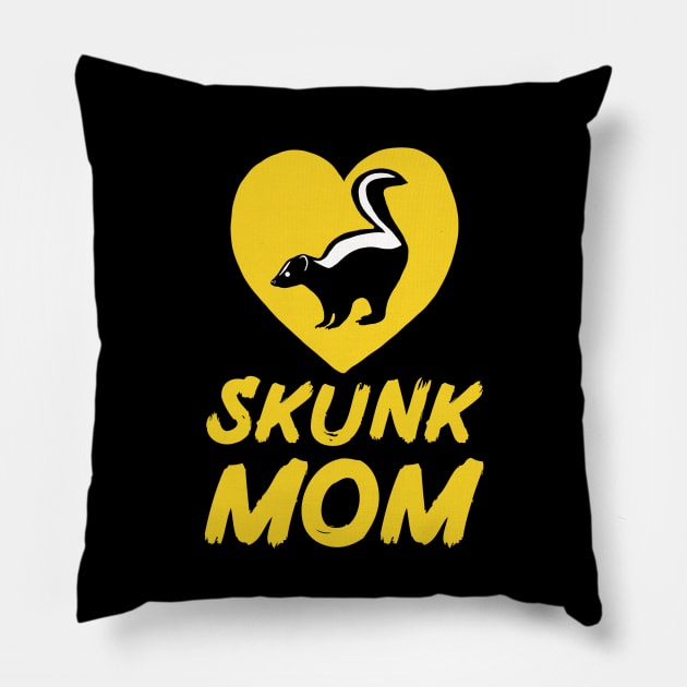 Skunk Mom for Skunk Lovers, Yellow Pillow by Mochi Merch