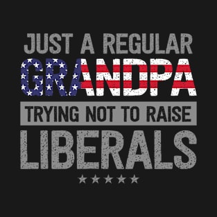 Regular Grandpa Raise Liberals USA Flag Father's Day T-Shirt