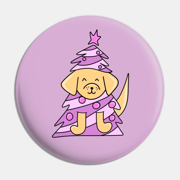 Cute Dog in a Pink Christmas Tree with Ornaments, made by EndlessEmporium Pin by EndlessEmporium