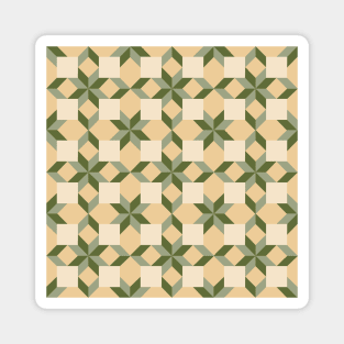 Cream and Green West Virginia Patchwork Pattern Magnet