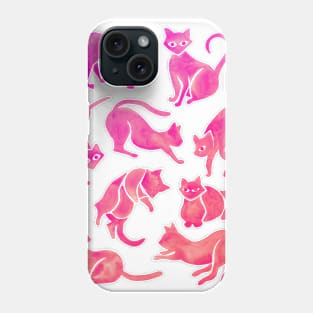 pink cat positions Phone Case