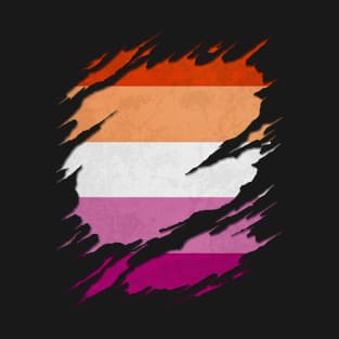 Lesbian Pride Flag Ripped Reveal T-Shirt