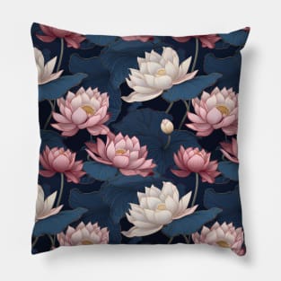 Serenity Blooms: Timeless Lotus Flower Pattern Pillow