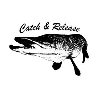 Catch and Release Series, Pike, Black color T-Shirt