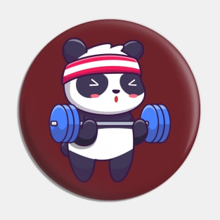 Cute panda lifting barbell Pin