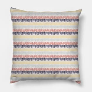 Irregular vertical doodle stripes in a horizontal row. Blue coral yellow stripes lined up on a white background Pillow