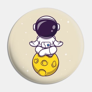 Cute Astronaut Meditation on Moon Cartoon Pin