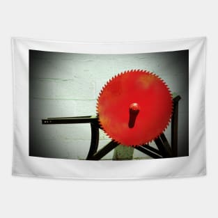 Red Saw Blade Tapestry