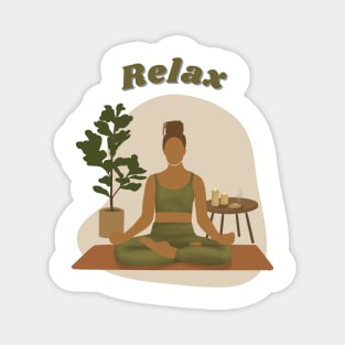 Finding Inner Peace: An Illustration of a Woman Practicing Relaxation Yoga Magnet