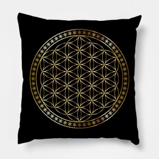 Flower of Life Sacred Geometry Gold Metal Pillow