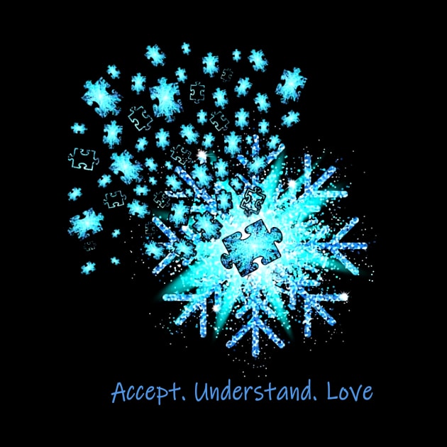 Snowflake Accept Understand Love Autism Awareness by Ripke Jesus