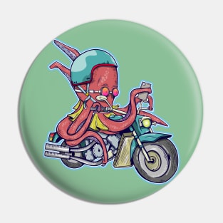 Octopus riding a motorcycle Pin