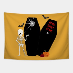 halloween skeleton coffin vector art Tapestry