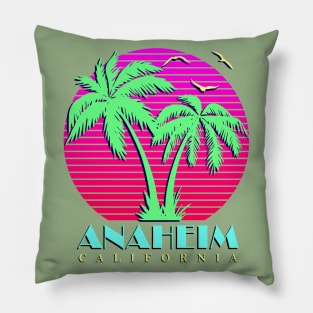 Anaheim California Palm Trees Sunset Pillow