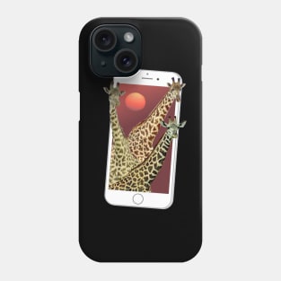 Giraffes with Sun and Phone - Wildlife Africa Phone Case