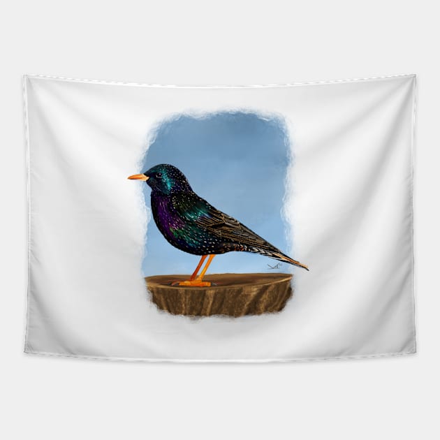 European Starling Tapestry by FernheartDesign