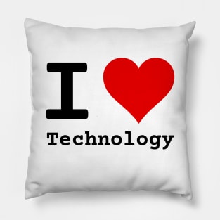 I Love Technology | Stylized Heart Logo Black Pillow