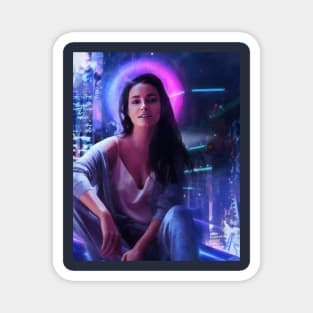 Cyberpunk Neon Girl Magnet