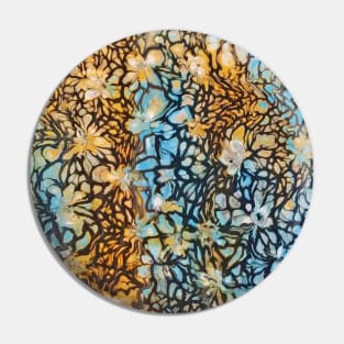 Brown and Blue Floral Abstract Pin