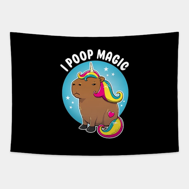 I poop magic Cartoon Capybara Unicorn Tapestry by capydays