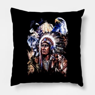 American Indigenous Art Native Indian Headdress Pillow