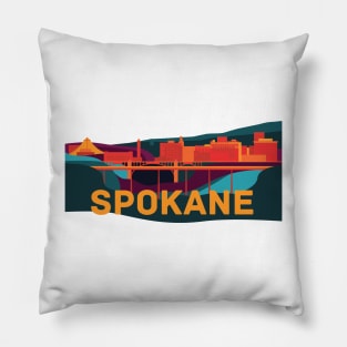 Abstract Spokane Cityscape Pillow