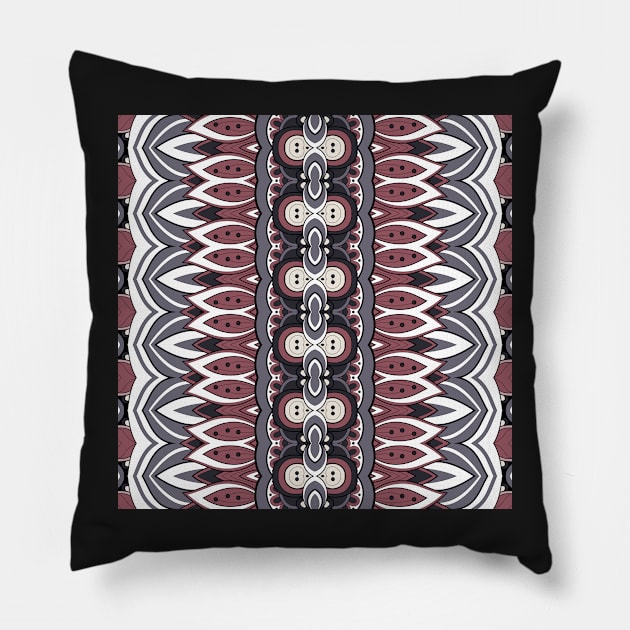 Ethnic Pattern with Mosaic Floral Motif Pillow by lissantee