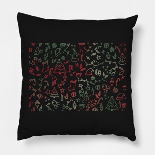 Christmas Doodles - red and green Pillow