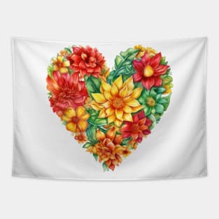 Watercolor Juneteenth Flower Heart Tapestry