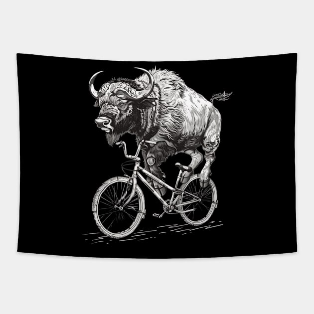 Big Buffalo Herds Tapestry by Silly Picture