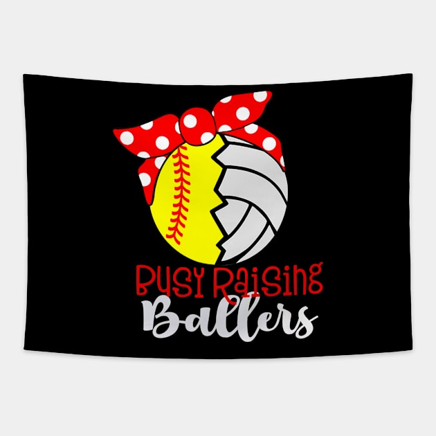 Busy Raising Ballers Softball Player Tapestry by Magic Ball