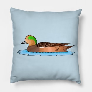 American wigeon bird cartoon illustration Pillow