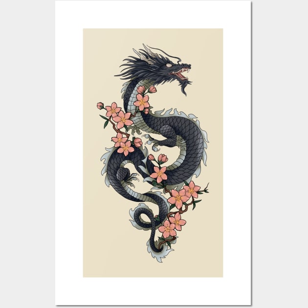 366 Dragon Tattoo Cherry Blossom Images Stock Photos  Vectors   Shutterstock