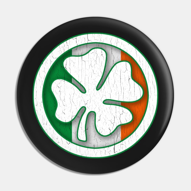 Irish Flag Shamrock Circle Pin by robotface